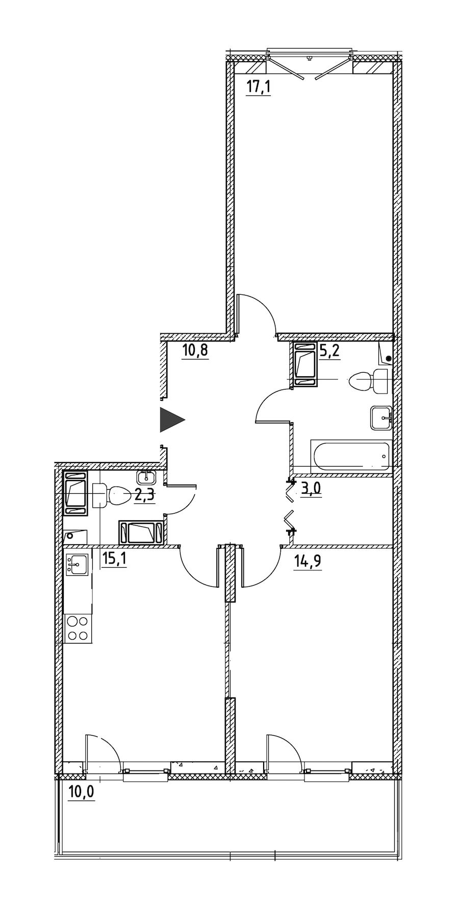 2-комнатная квартира 73 м², 4/12 эт., ЖК «Квартал Che»